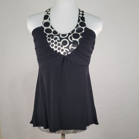 Iz Byer California Y2K halter top black white circles size small - Picture 1 of 11